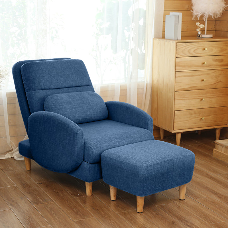 Linen Standard Recliner with Extended Footrest and Removable Cushions