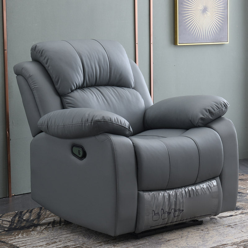 Solid Color Swivel Rocker Standard Recliner Wood Frame Faux Leather Recliner Chair