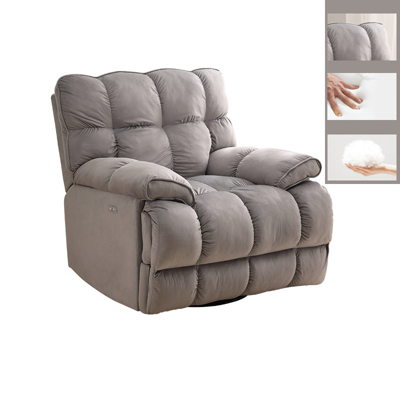 Velvet Gray Recliner Solid Color Recliner Chair 41.33 Inch Wide