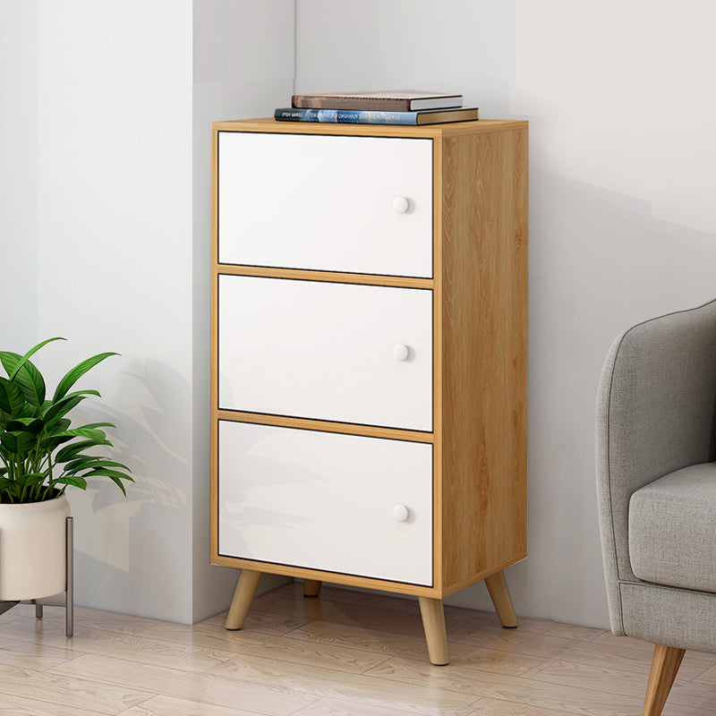 Minimalistic Rectangle Storage Cabinet with Wooden Knobs Doors