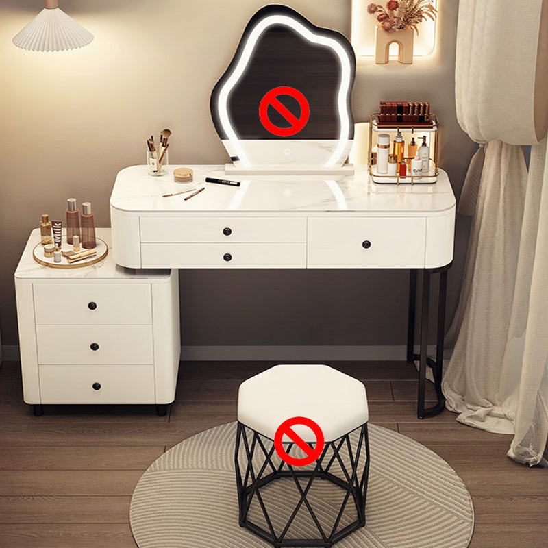 Contemporary Lighted Mirror Makeup Vanity Desk White Vanity Dressing Table Set