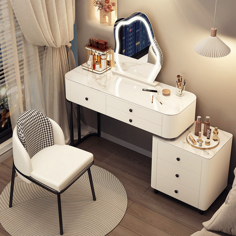 Contemporary Lighted Mirror Makeup Vanity Desk White Vanity Dressing Table Set