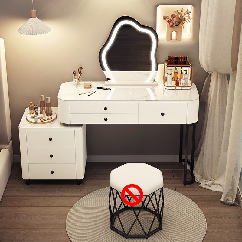 Contemporary Lighted Mirror Makeup Vanity Desk White Vanity Dressing Table Set