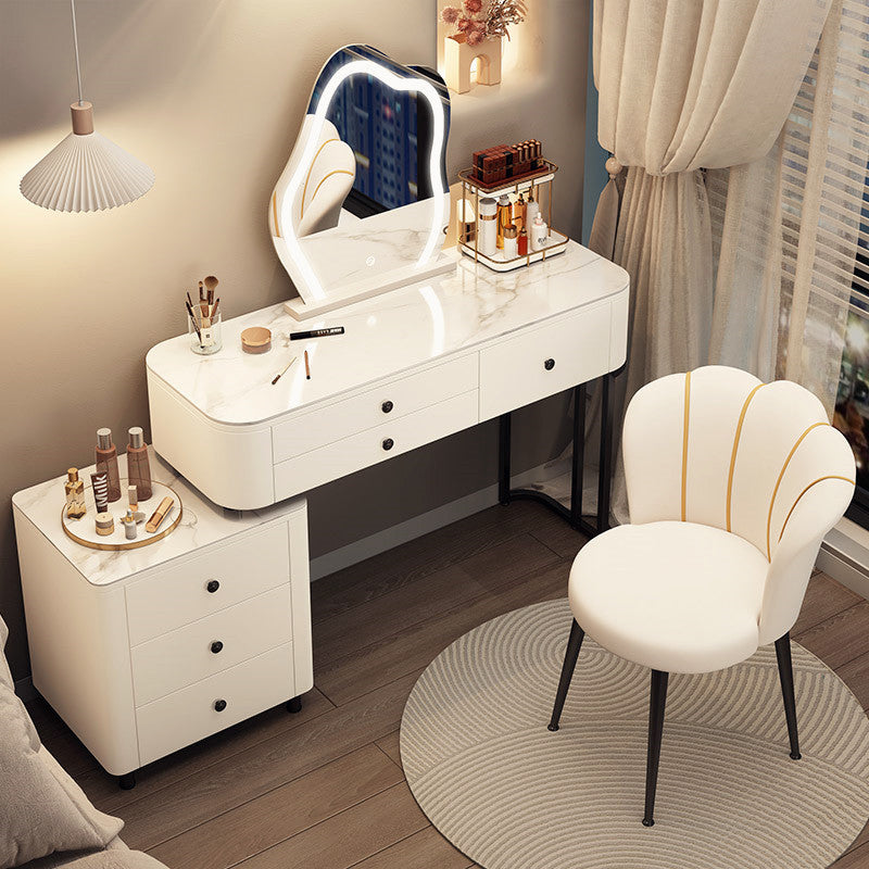 Contemporary Lighted Mirror Makeup Vanity Desk White Vanity Dressing Table Set