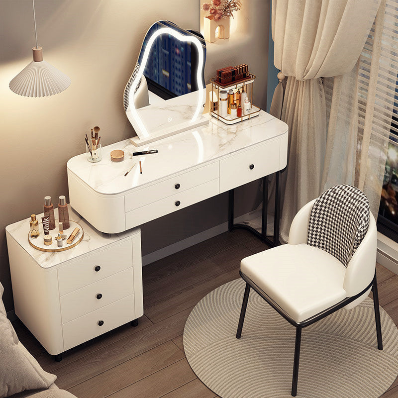 Contemporary Lighted Mirror Makeup Vanity Desk White Vanity Dressing Table Set