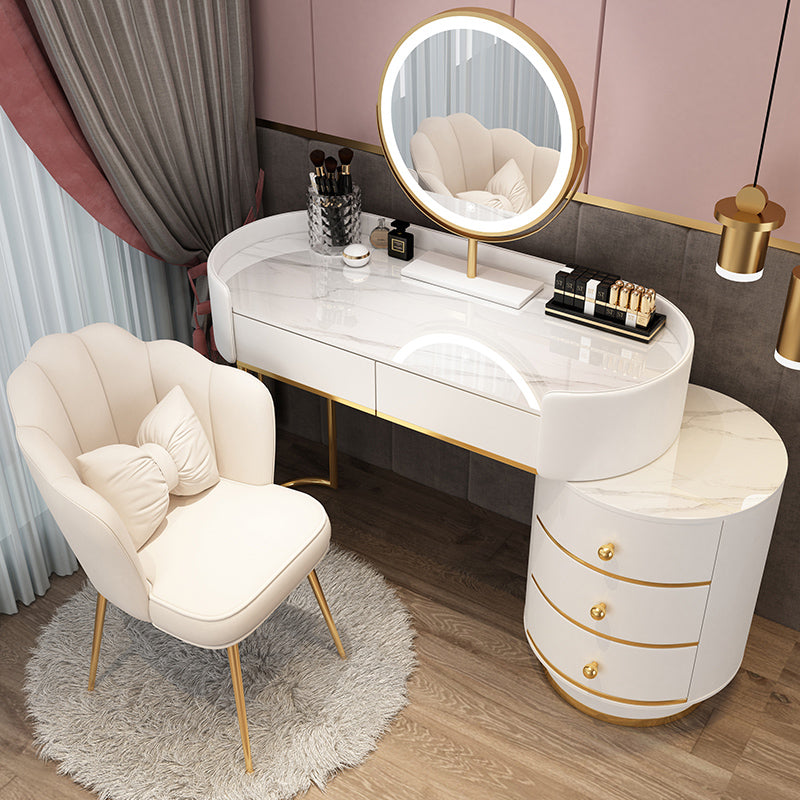 Wooden Makeup Vanity Desk Lighted Mirror Vanity Dressing Table Set with Drawer