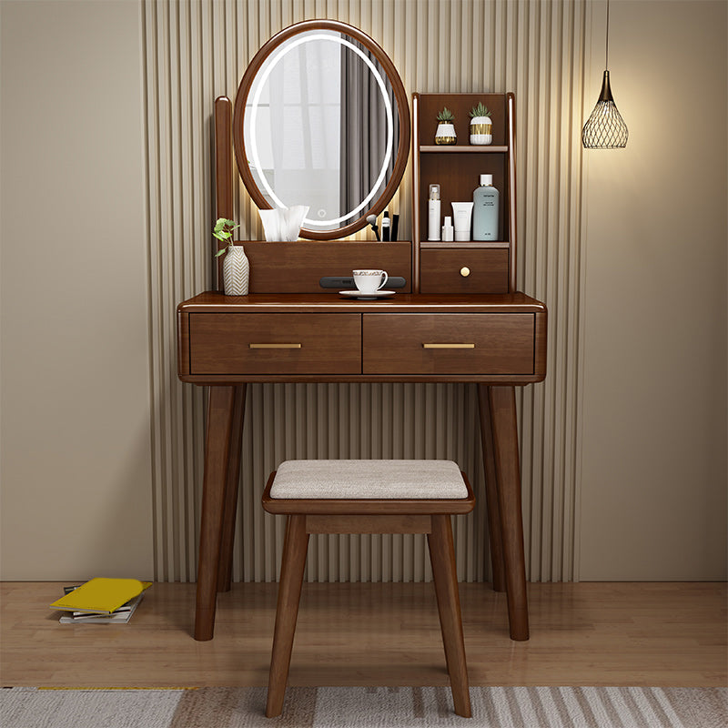 Traditional Rubberwood Makeup Counter Drawers Vanity Dressing Table