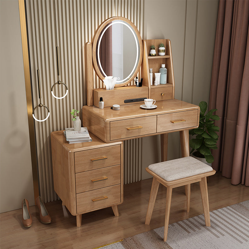 Traditional Rubberwood Makeup Counter Drawers Vanity Dressing Table