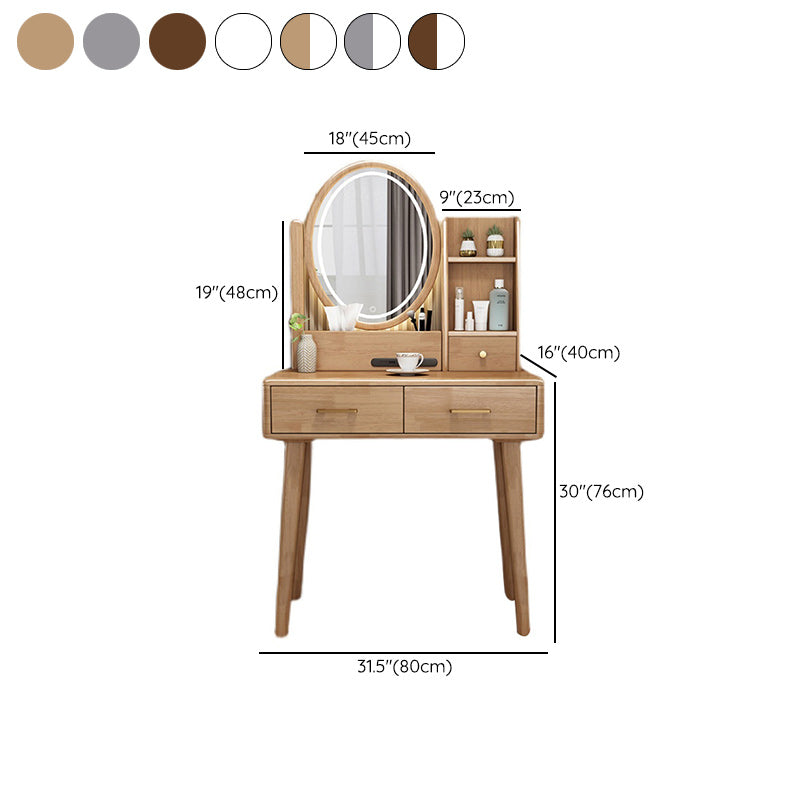 Traditional Rubberwood Makeup Counter Drawers Vanity Dressing Table