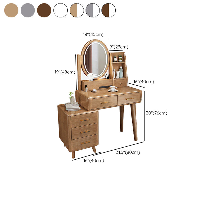 Traditional Rubberwood Makeup Counter Drawers Vanity Dressing Table