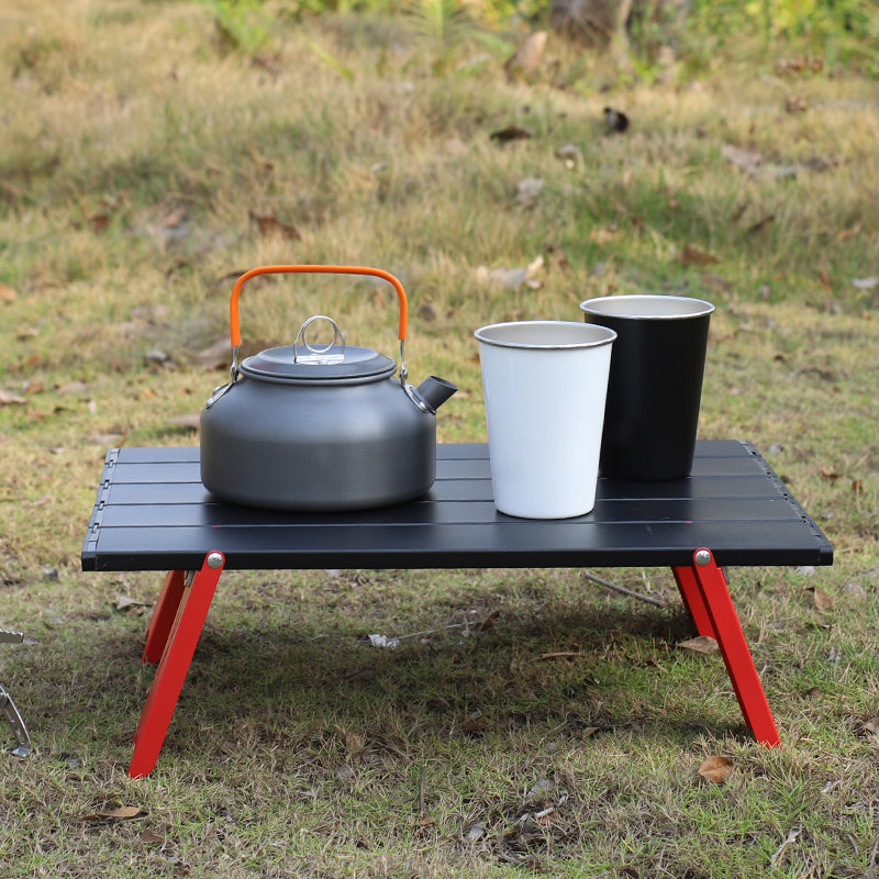 Industrial Metal Table Folding Outdoor End Table with 4 Legs