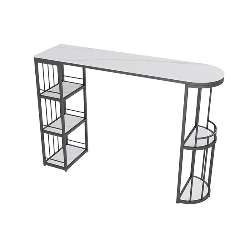 Modern Style Bar Table Stone Top Bar Table with Storage for Living Room