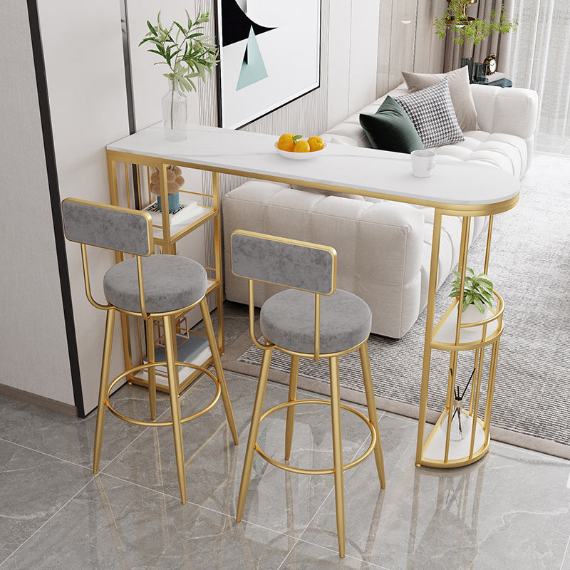 Modern Style Bar Table Stone Top Bar Table with Storage for Living Room