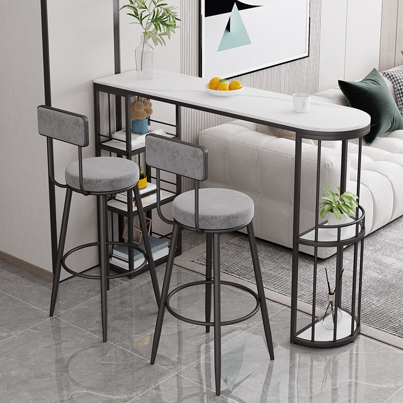 Modern Style Bar Table Stone Top Bar Table with Storage for Living Room