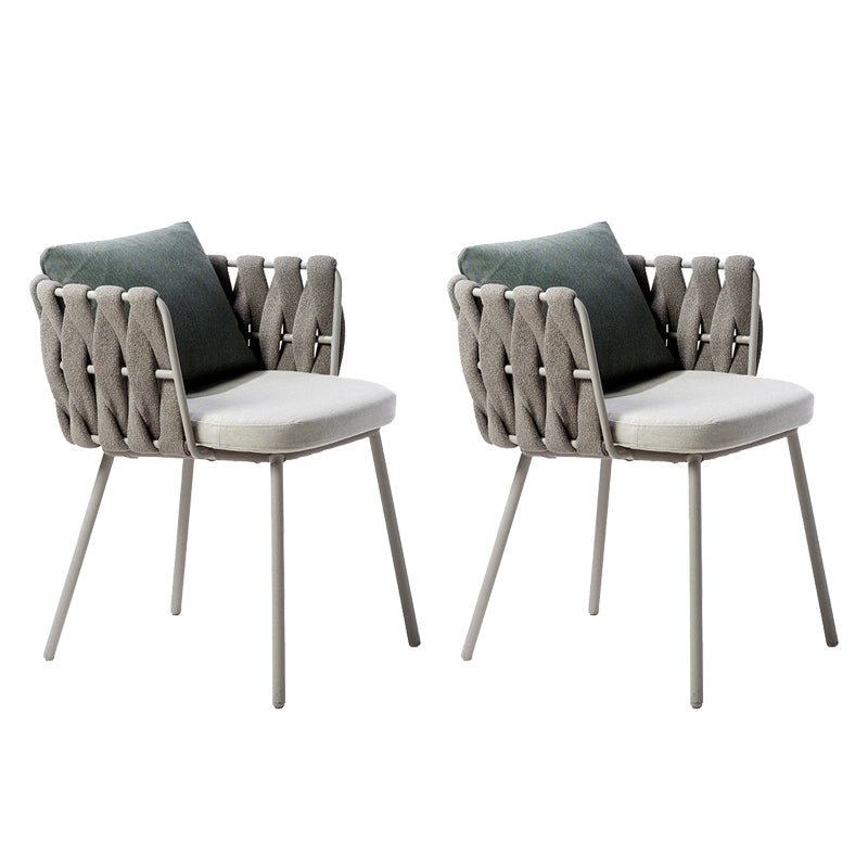 Contemporary Metal Outdoors Dining Chairs Water Repellent Finish Cushion Chairs