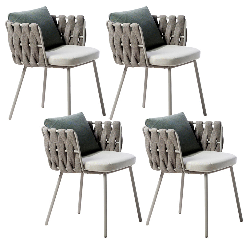 Contemporary Metal Outdoors Dining Chairs Water Repellent Finish Cushion Chairs