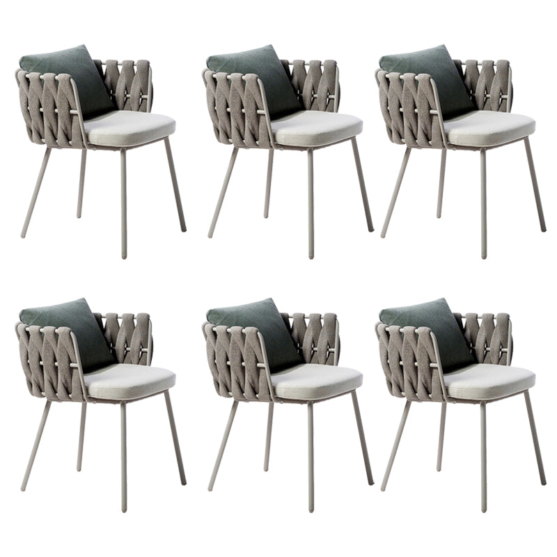 Contemporary Metal Outdoors Dining Chairs Water Repellent Finish Cushion Chairs