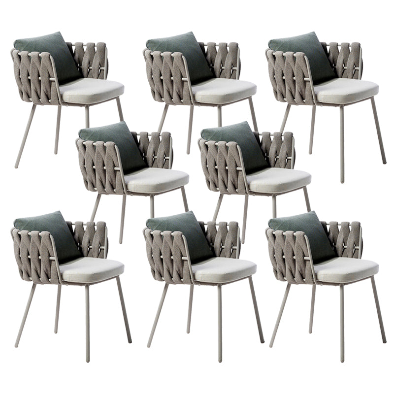 Contemporary Metal Outdoors Dining Chairs Water Repellent Finish Cushion Chairs