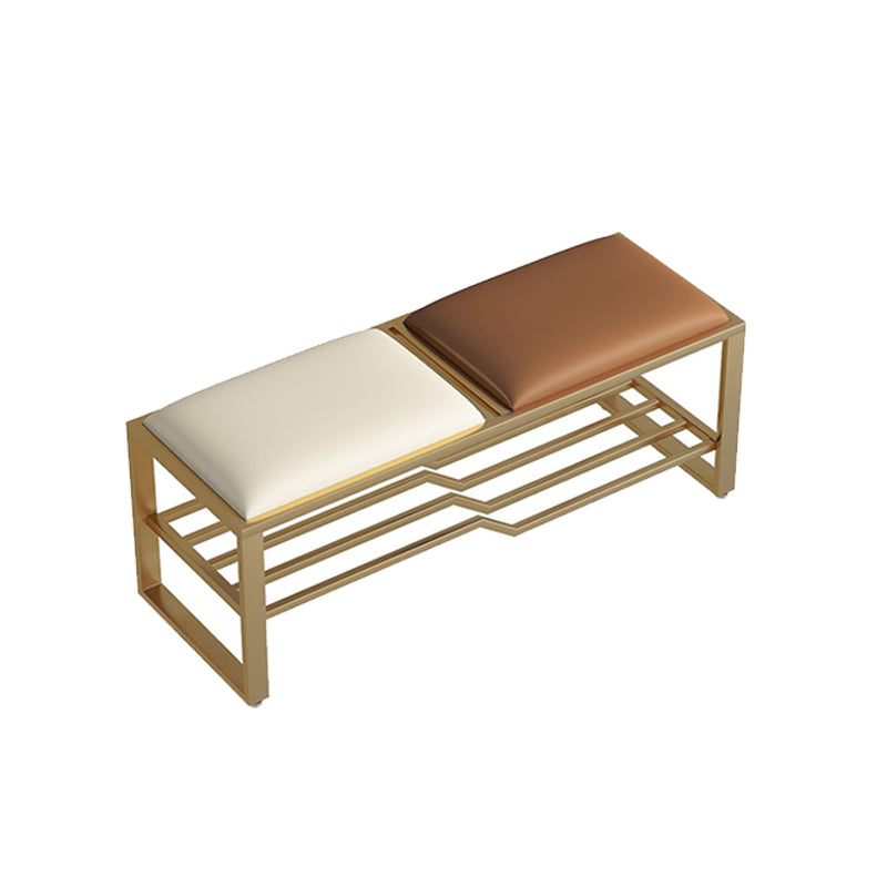 Rectangle Modern Entryway Bench Cushioned Metal Seating Bench