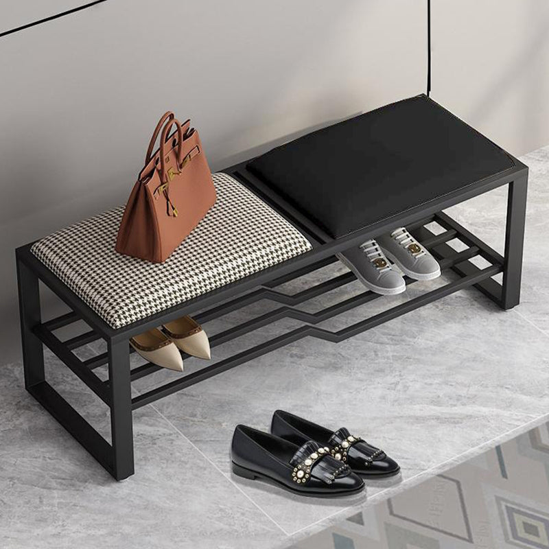 Rectangle Modern Entryway Bench Cushioned Metal Seating Bench