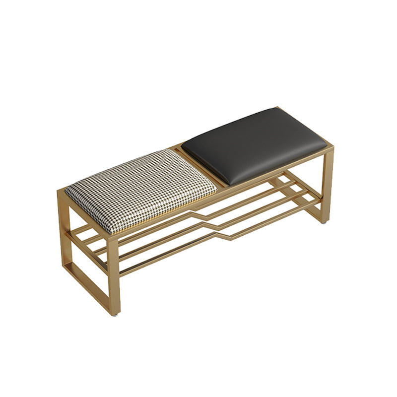 Rectangle Modern Entryway Bench Cushioned Metal Seating Bench