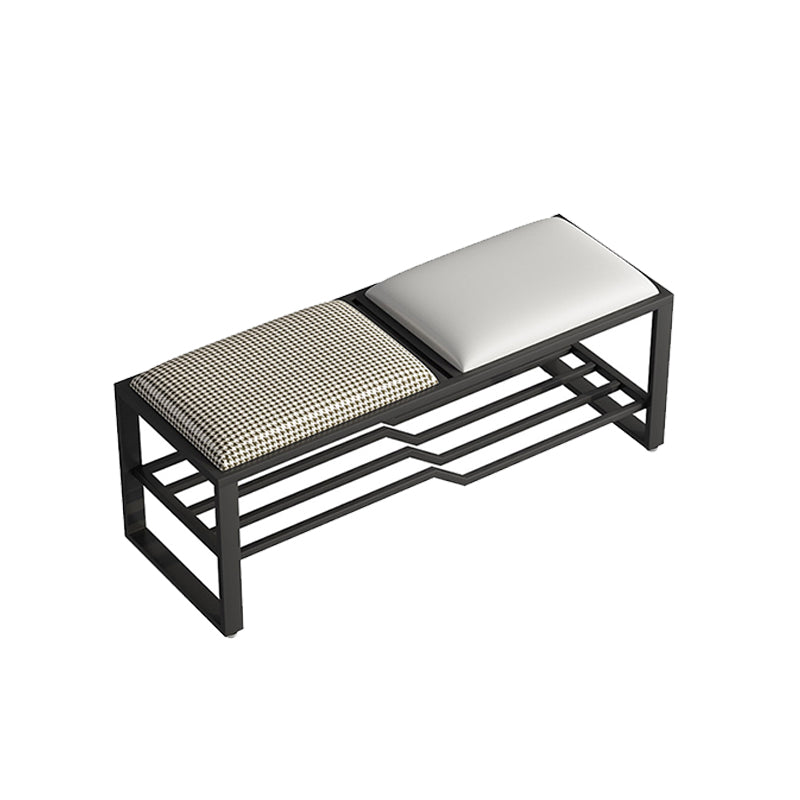 Rectangle Modern Entryway Bench Cushioned Metal Seating Bench