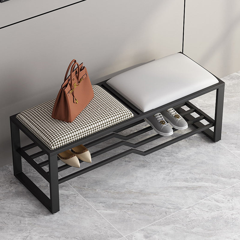 Rectangle Modern Entryway Bench Cushioned Metal Seating Bench