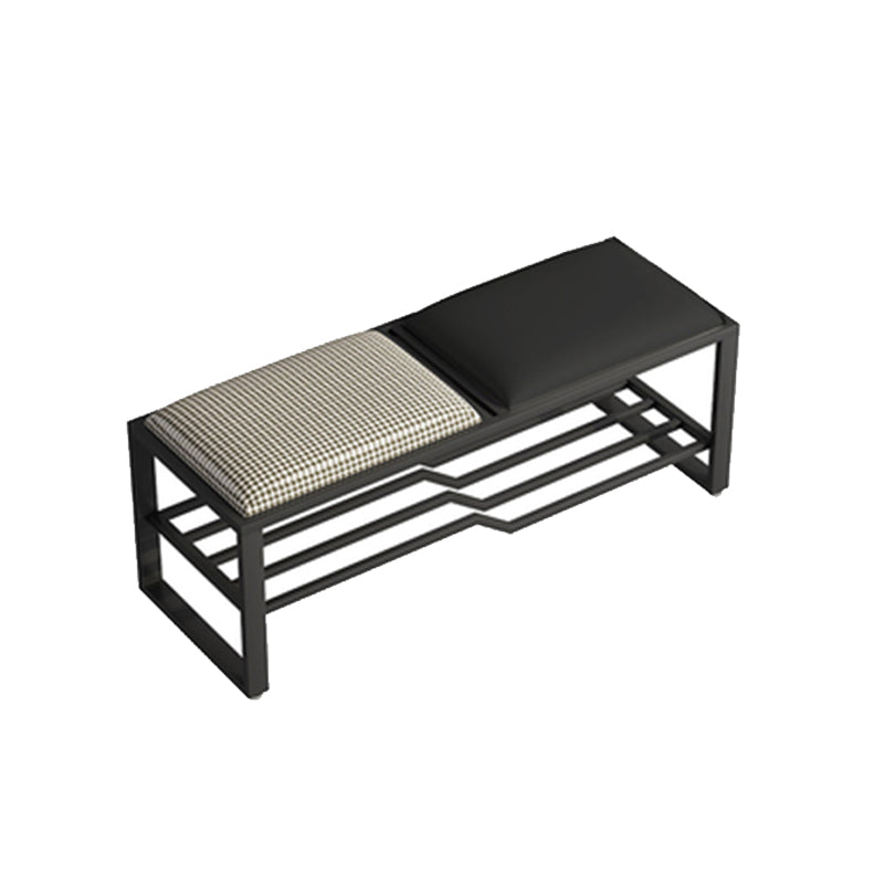 Rectangle Modern Entryway Bench Cushioned Metal Seating Bench