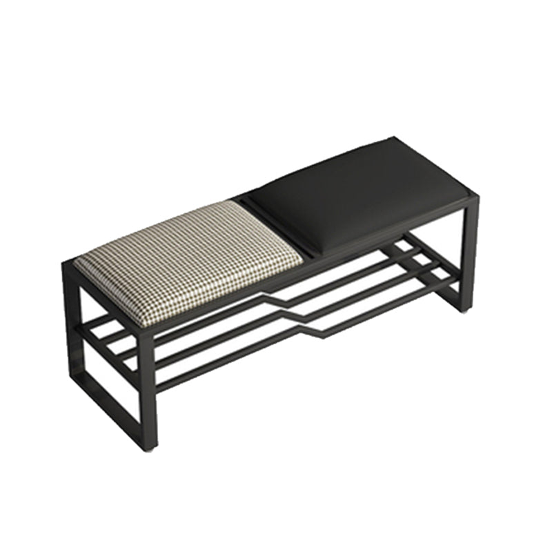 Rectangle Modern Entryway Bench Cushioned Metal Seating Bench