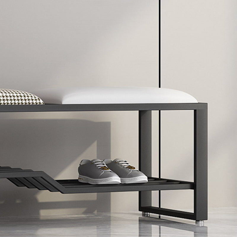 Rectangle Modern Entryway Bench Cushioned Metal Seating Bench