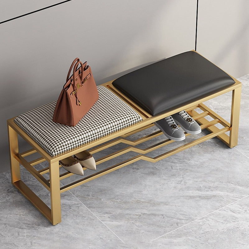 Rectangle Modern Entryway Bench Cushioned Metal Seating Bench