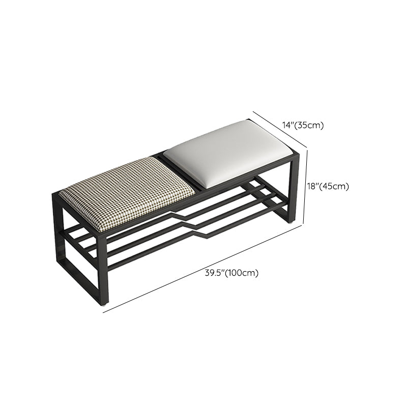 Rectangle Modern Entryway Bench Cushioned Metal Seating Bench