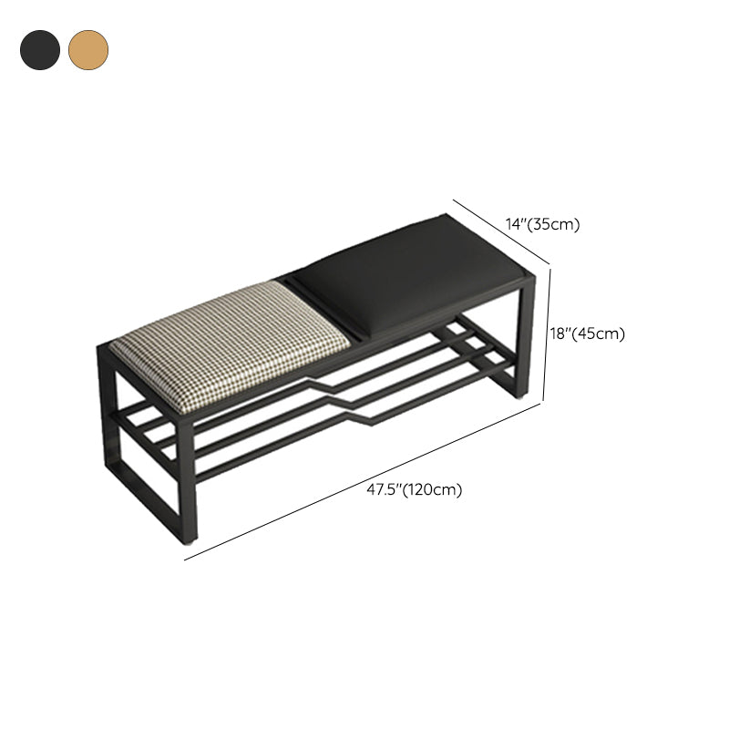 Rectangle Modern Entryway Bench Cushioned Metal Seating Bench