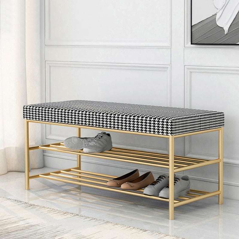 Rectangle Shoe Storage Entryway Bench Cushioned Modern Metal Seating Bench