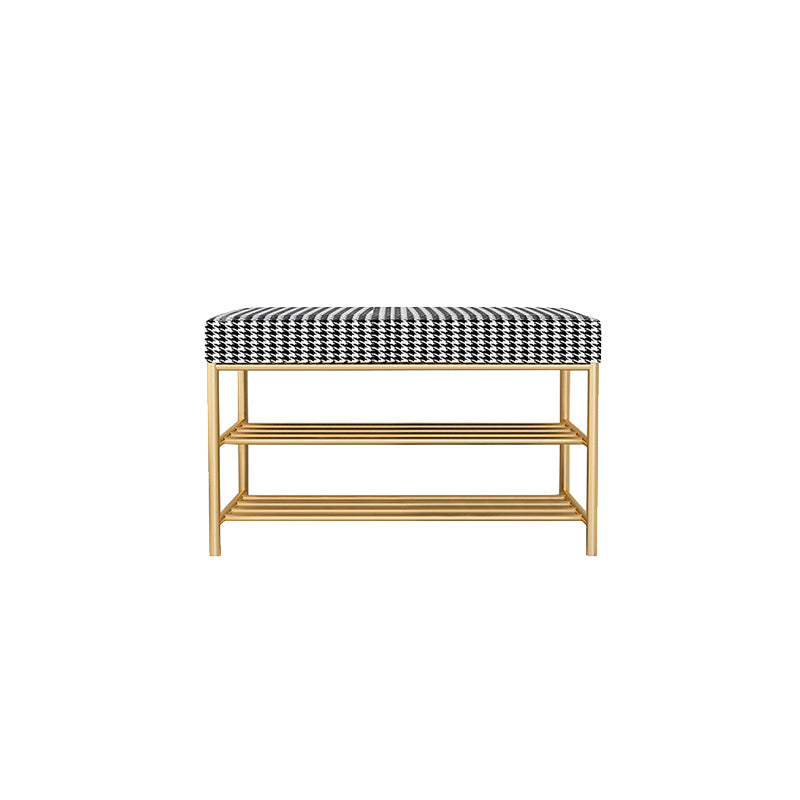 Rectangle Shoe Storage Entryway Bench Cushioned Modern Metal Seating Bench