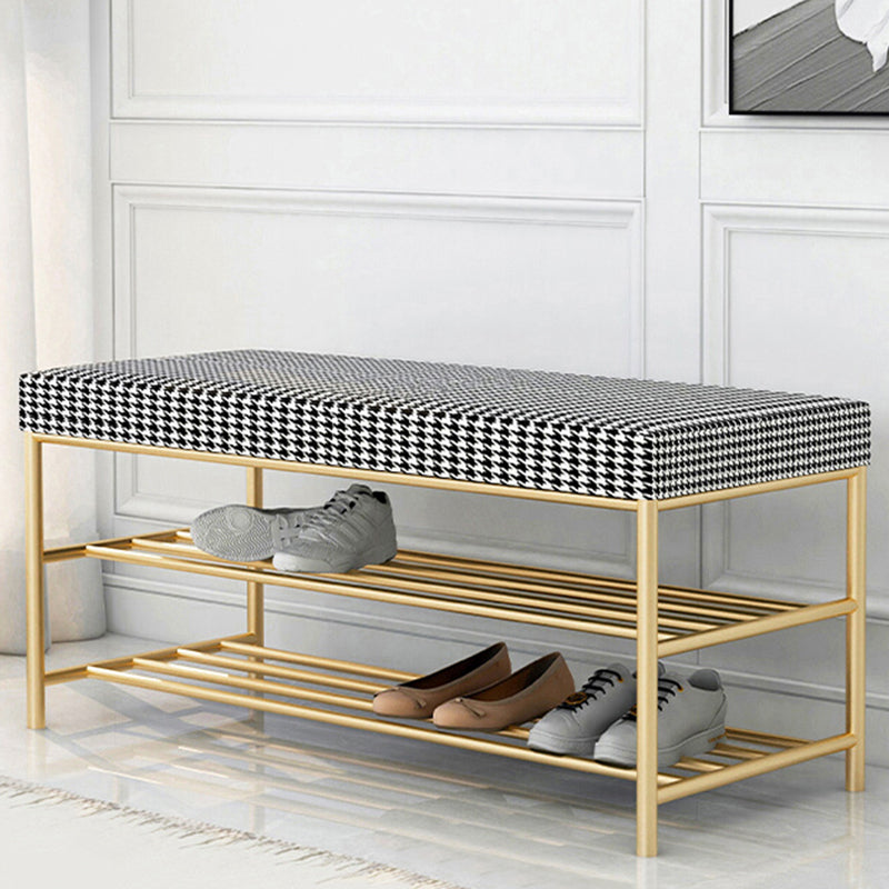 Rectangle Shoe Storage Entryway Bench Cushioned Modern Metal Seating Bench