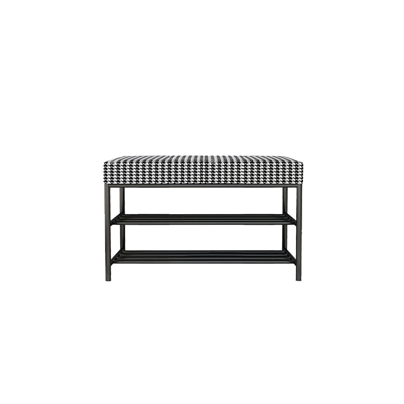 Rectangle Shoe Storage Entryway Bench Cushioned Modern Metal Seating Bench