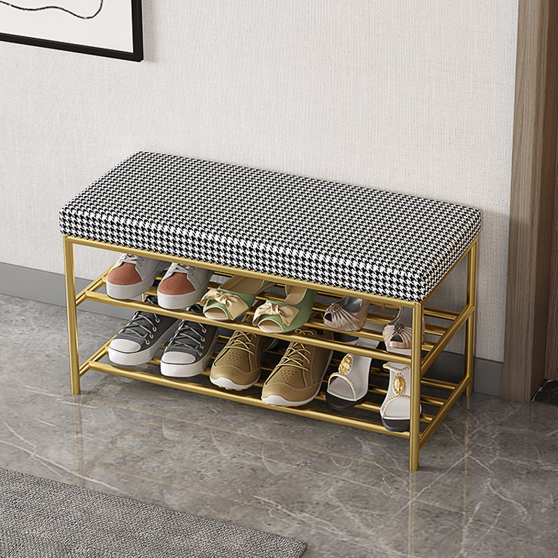 Rectangle Shoe Storage Entryway Bench Cushioned Modern Metal Seating Bench