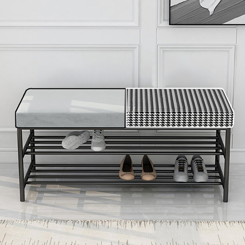 Rectangle Shoe Storage Entryway Bench Cushioned Modern Metal Seating Bench