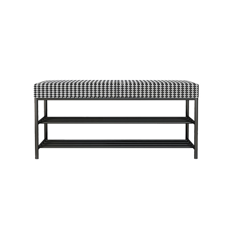 Rectangle Shoe Storage Entryway Bench Cushioned Modern Metal Seating Bench