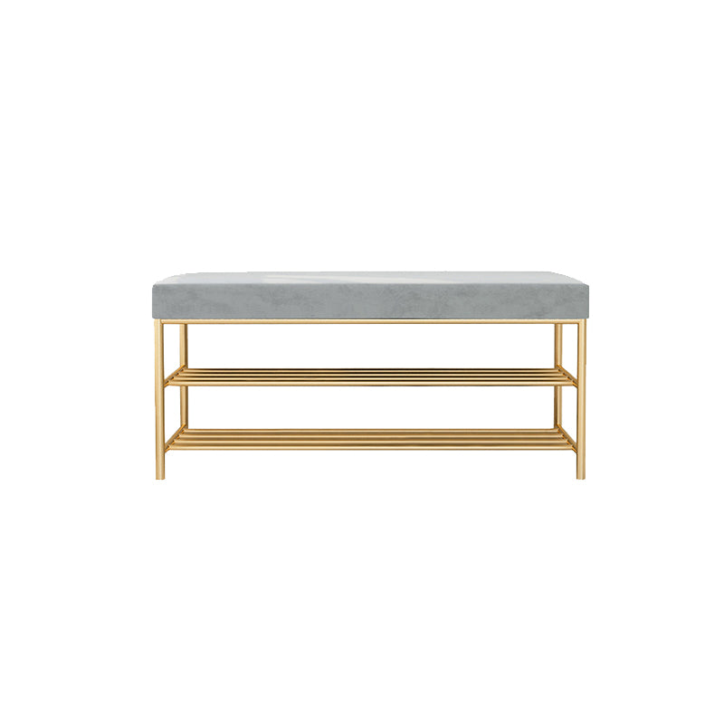 Rectangle Shoe Storage Entryway Bench Cushioned Modern Metal Seating Bench