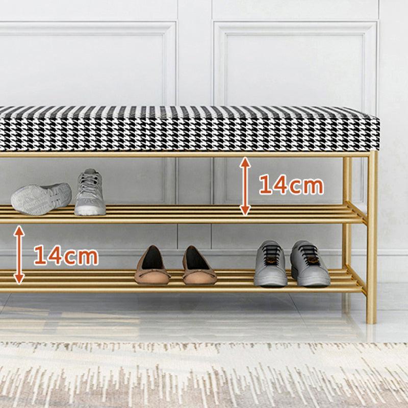 Rectangle Shoe Storage Entryway Bench Cushioned Modern Metal Seating Bench