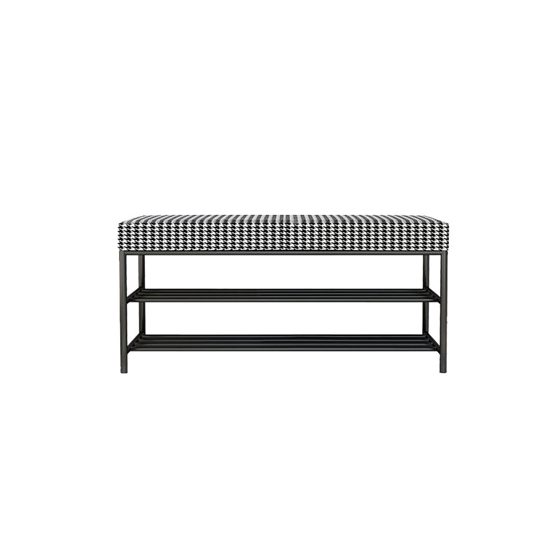 Rectangle Shoe Storage Entryway Bench Cushioned Modern Metal Seating Bench