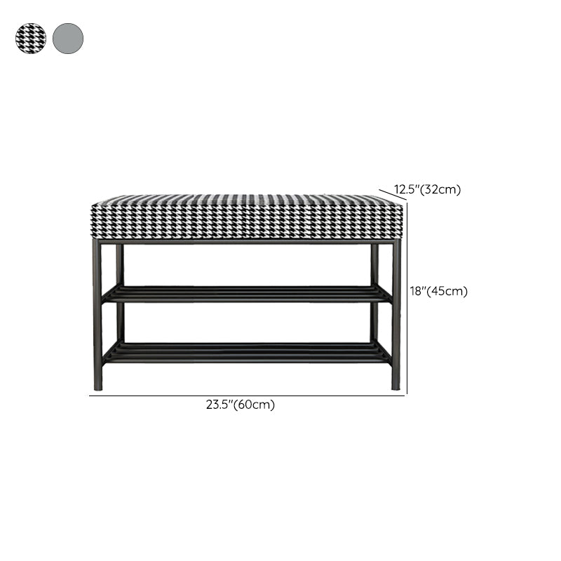 Rectangle Shoe Storage Entryway Bench Cushioned Modern Metal Seating Bench