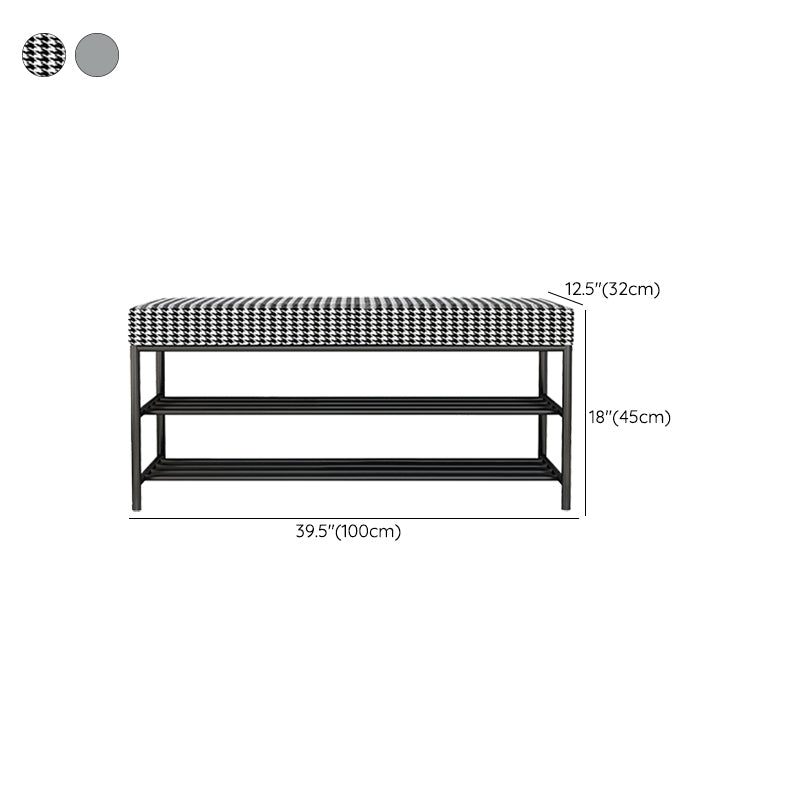 Rectangle Shoe Storage Entryway Bench Cushioned Modern Metal Seating Bench