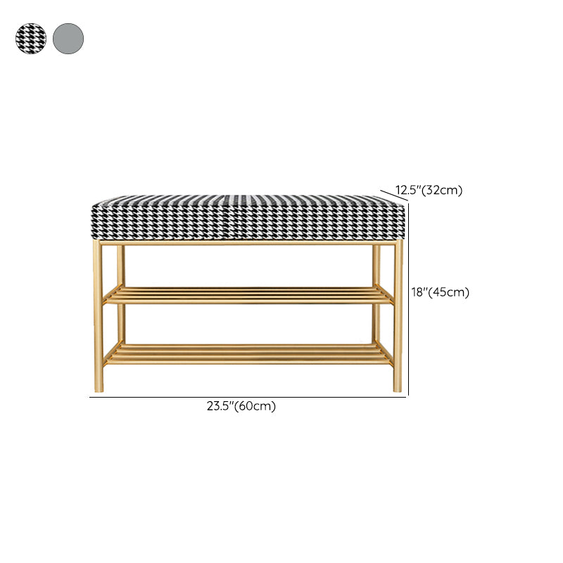 Rectangle Shoe Storage Entryway Bench Cushioned Modern Metal Seating Bench