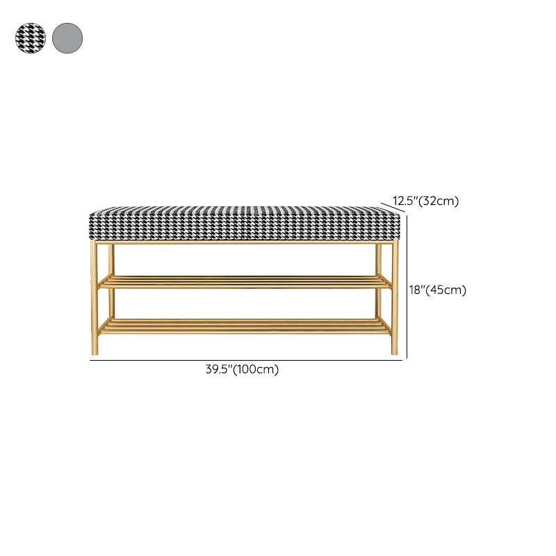 Rectangle Shoe Storage Entryway Bench Cushioned Modern Metal Seating Bench