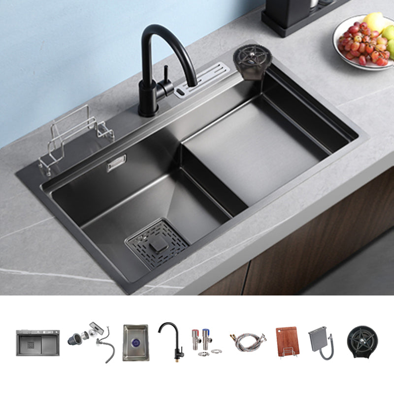 Stainless Steel Rectangle Sink 2 Holes Drop-In Kitchen Sink with Drain Assembly