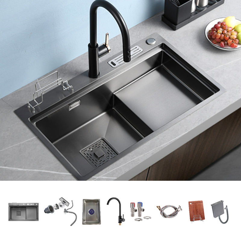 Stainless Steel Rectangle Sink 2 Holes Drop-In Kitchen Sink with Drain Assembly