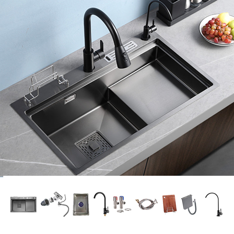 Stainless Steel Rectangle Sink 2 Holes Drop-In Kitchen Sink with Drain Assembly